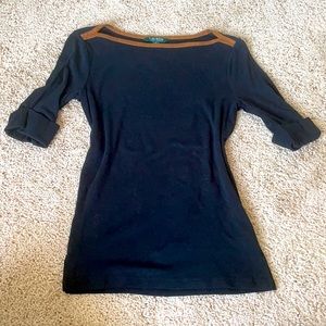 Ralph Lauren Black/Brown Mid Sleeve Top Size S